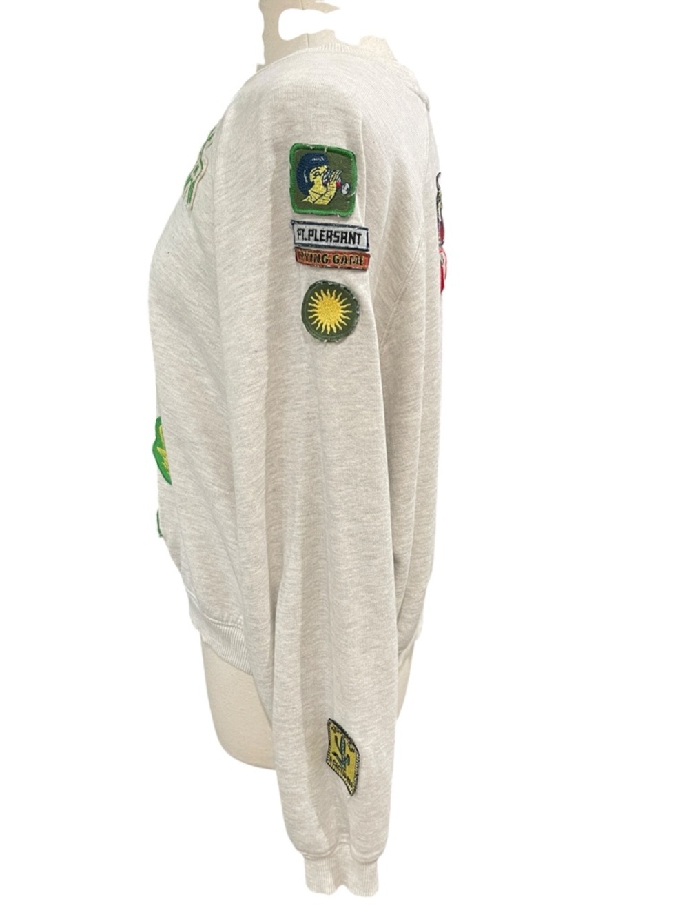 Free People MOTHER The Biggie Concert Crew Girl Scout Patches Sweatshirt SZ L - Picture 6 of 13